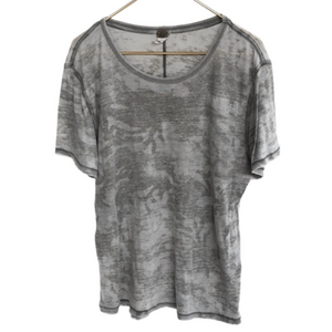Free People Gray Camo Scoop Neck Top